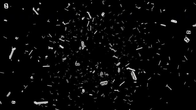 Flying Random Binary Numbers Animation, Artificial Intelligence, on Alpha Channel, Background, Loop
