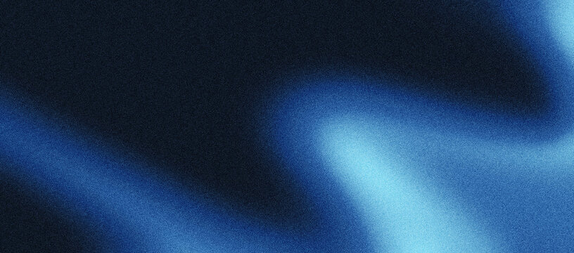 Glowing blue gradient with blur effect and grainy noise texture. Abstract poster with dynamic fluid motion effect. Modern futuristic backdrop or wallpaper