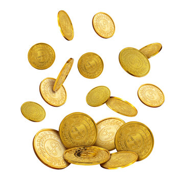 Falling Gold Coins on Transparent Background PNG