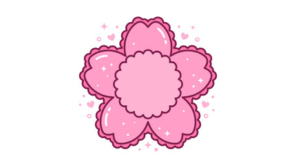 Fototapeta premium Sakura flower shaped frame with cute aesthetic style for spring themed invitation designs