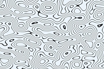 Abstract black topographic contour lines on light blue background © Onnu_jee