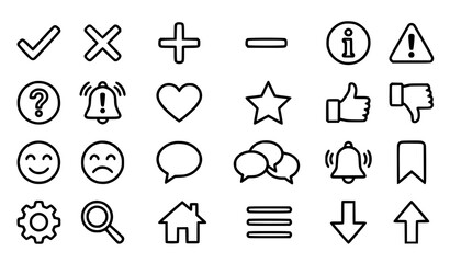 Fototapeta premium Modern App UI Feedback Warning Chat Notification Search Outline Vector Icons
