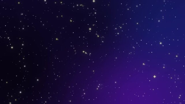 幻想的な深い夜空とキラキラ輝く星々のシームレスループ動画 / Fantasy dark blue night sky with glowing stars, seamless loop video