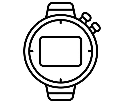 Minimalist smartwatch line icon, digital wrist watch with screen display, modern wearable technology symbol for app interface design