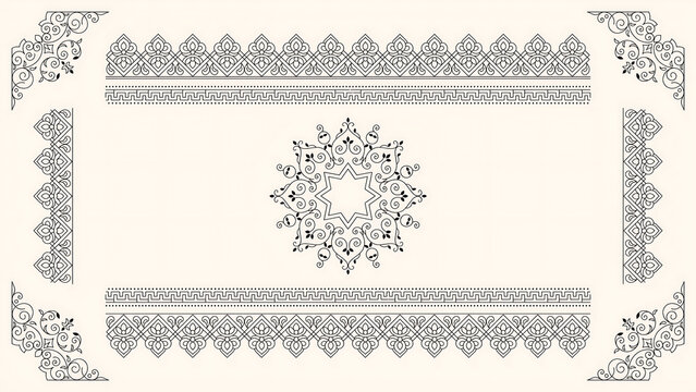 Decorative vintage frame with ornate floral borders and mandala isolated on a transparent background