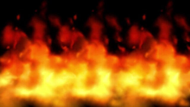 4k Realistic fire flames VFX animation burning on a black background for digital motion graphics design