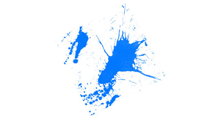 Obraz premium Vibrant blue ink splash on white background, artistic paint splatter texture, abstract liquid drop element for graphic design