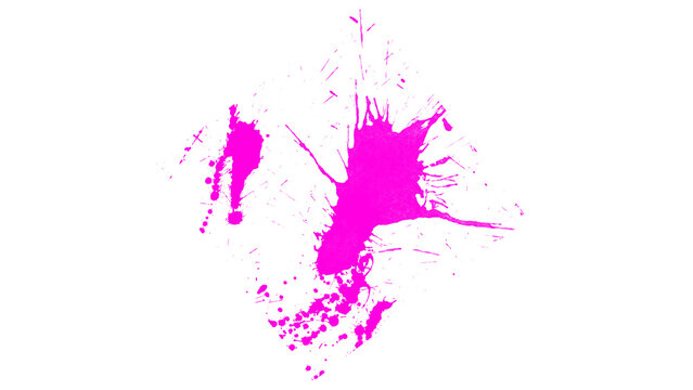 Vibrant pink paint splash on white background, neon magenta ink splatter, artistic fuchsia liquid burst for creative design projects