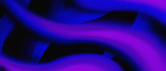Abstract flowing waves in electric blue and purple with soft textured gradient background