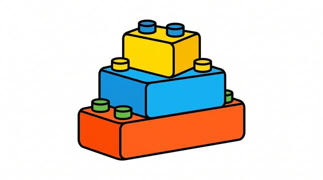 Colorful Toy Plastic Building Blocks Stacked Illustration