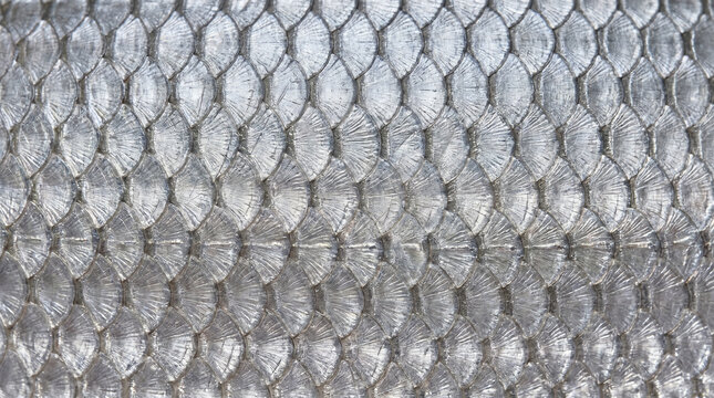 Shiny silver fish scales texture background