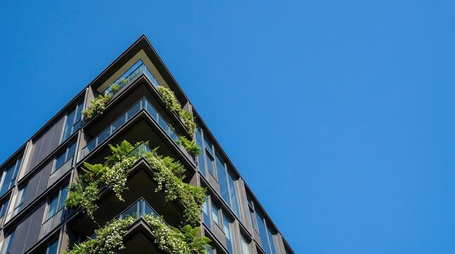 Modern Green Architecture Building Balcony for Sustainability Banner