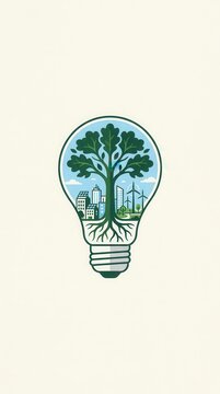Green Energy Lightbulb Vector Concept for Eco Poster Design
