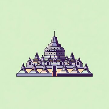Minimalist Vector Illustration of Borobudur Temple Indonesia