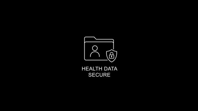 Health data secure animation: medical privacy and digital protection concept for cybersecurity and healthcare technology