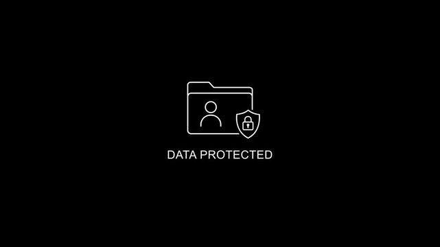 Data protected animation: cyber security and privacy concept for digital business and cloud storage solutions