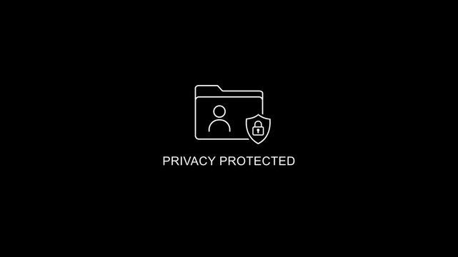 Privacy protected digital folder animation with security shield for cybersecurity and data protection concepts
