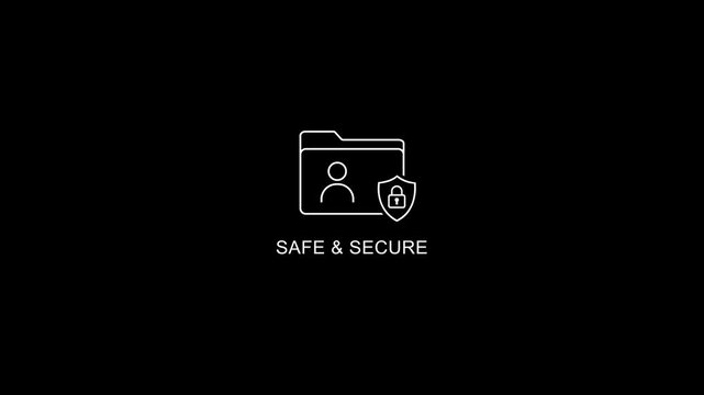 Safe and secure data protection animation with shield and folder symbol for cybersecurity and privacy concepts