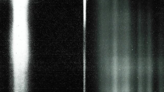 Animated black and white vertical light leak with heavy film grain and scanner dust serving as a grunge video overlay.