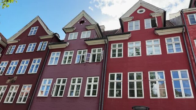 Buildings with colored facades on historic Grabrodretorv square, Copenhagen, Denmark,