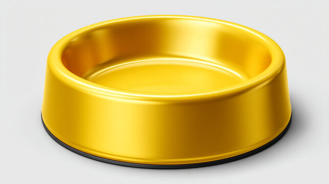 Minimalist yellow pet bowl for food or water with domestic isolated container