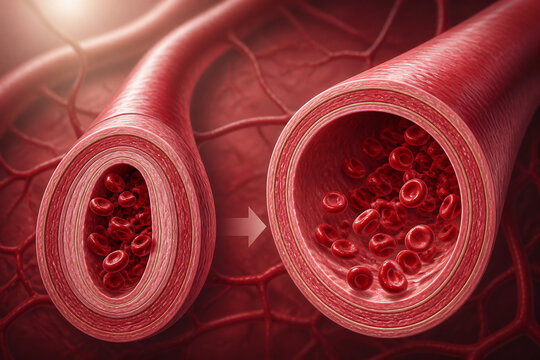 Relaxed artery widening to ease blood pressure