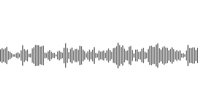 A black sound wave or audio equalizer composed of vertical bars of different heights and widths displayed prominently across a vibrant bright green background, 4k video