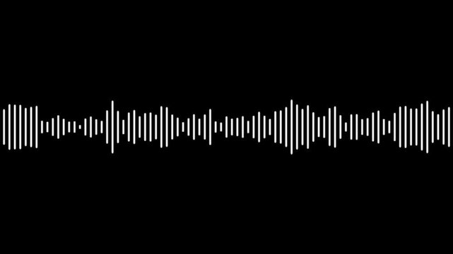 A black sound wave or audio equalizer composed of vertical bars of different heights and widths displayed prominently across a vibrant bright green background, representing sound intensity