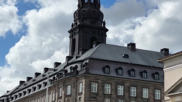 Tower and part of Christiansborg Palace in Copenhagen, Denmark