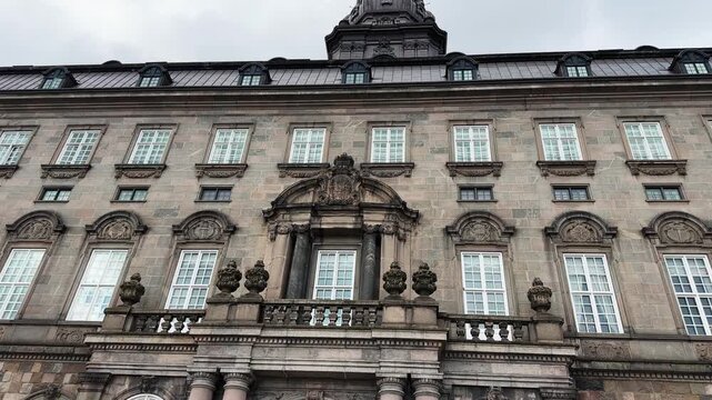 Tower and front part of Christiansborg Palace in Copenhagen, Denmark