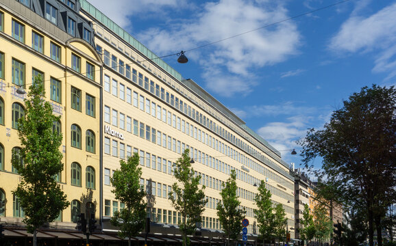 Stockholm, Sweden - August 06, 2026: Klarna headquarters building on Sveav&auml;gen street in Stockholm