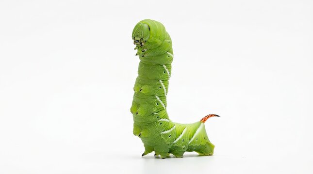 green caterpillar on a white background