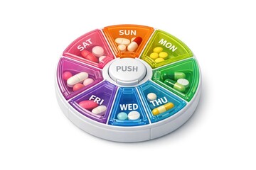 Obraz premium A wheel of pills on a white surface
