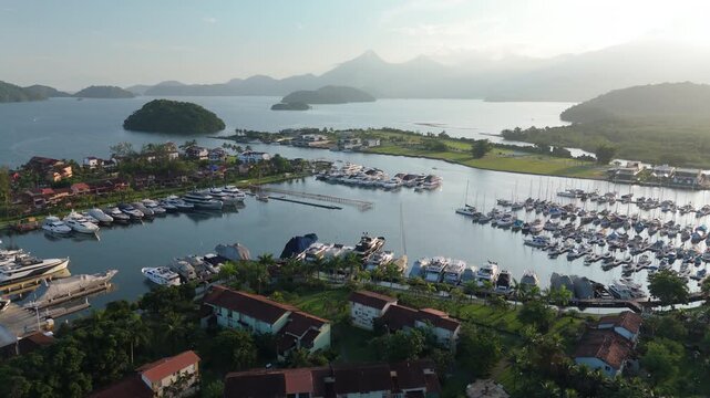 Aerial view of the Marina Bracuhy near the town of Angra dos Reis in Brazil