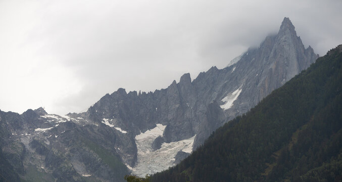 Snowy peak of Montblanc mountain 