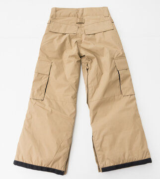 Tan Snowboard Cargo Pants with Pockets on a White Background