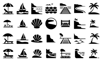 Fototapeta premium Vacation coastline silhouette outline vector