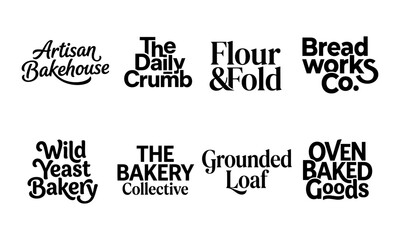 Obraz premium Set of bakery logo templates, vintage style typography for bread and pastry shops