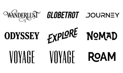 Fototapeta premium Set of travel and adventure themed typography logos