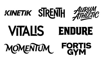 Obraz premium Set of modern fitness and gym logo designs, athletic brand typography collection