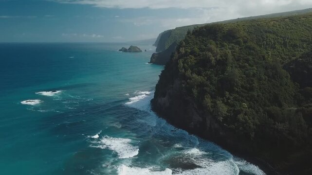 Aerial view of the coast of the Hawaiian Big Island