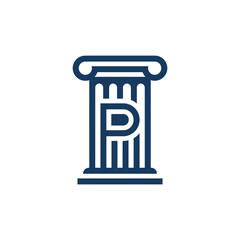 Fototapeta premium Architectural pillar icon featuring the letter P