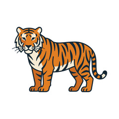 Obraz premium Bengal tiger illustration with orange and black stripes.