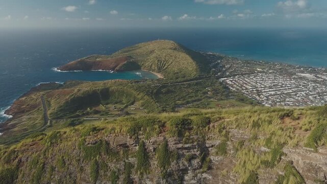 Aerial view of the Hawaiian Oahu Island