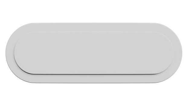 A simple gray oval button isolated on a black background.
