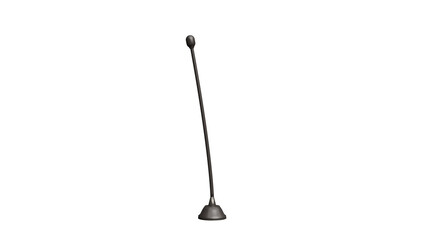 A black toilet plunger standing upright against a dark background. © Anh