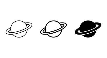Planet Icons, Saturn Symbols, Space Orbit Graphics, Celestial Body Vector Set © maruf