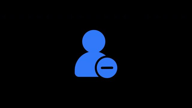 Blue Profile Subtract Remove User Icon Loop Transparent Background Alpha Channel