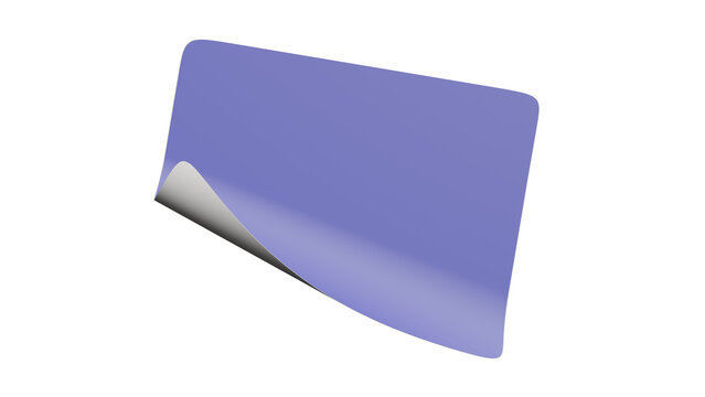 Curled purple paper sheet with a glossy finish