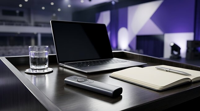 Modern workspace with laptop, tablet, and notebook on desk